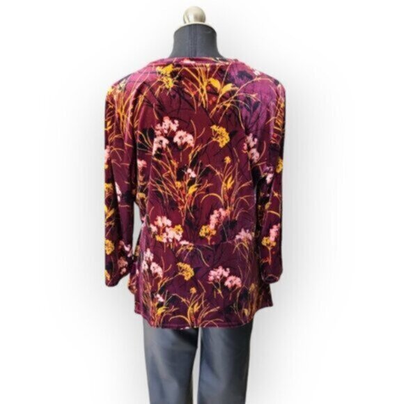 IVANKA TRUMP floral Print Velvet Top Sz Large - Picture 2 of 5